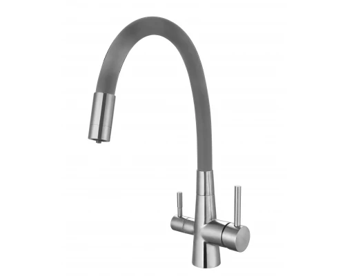 Смеситель ESKO для кухни с подключением к фильтру нерж, серый Coral (CL 03 G)