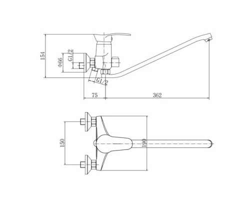 Смеситель для ванны и душа FASHUN хром (A2201)