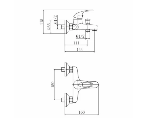 Смеситель для ванны и душа FASHUN хром (A3015)
