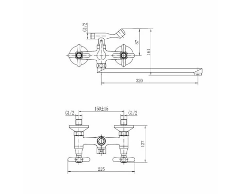 Смеситель для ванны и душа FASHUN хром (A2125)