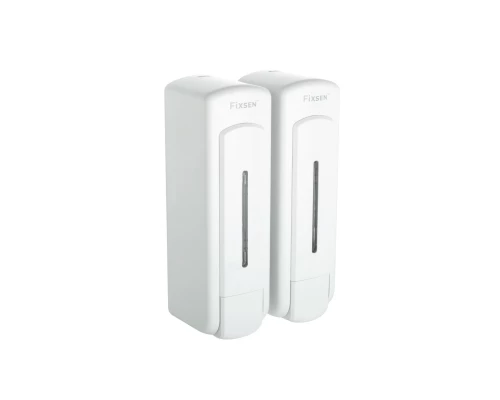 Дозатор для ж/м настенный двойной 325+325мл Fixsen HOTEL пластик белый (FX-31012H-2)