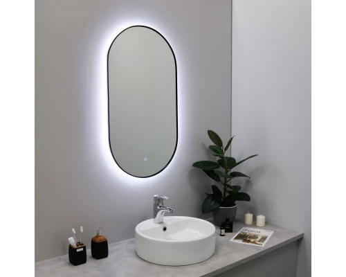 Зеркало FIXSEN с подсветкой LED овальное 40х80 см черное (FX-3080B)