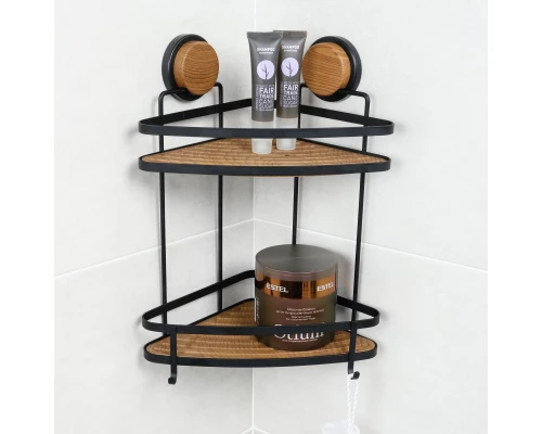 Полка Fixsen угловая двухэтажная черная-дерево Magic (FX-940B-2)