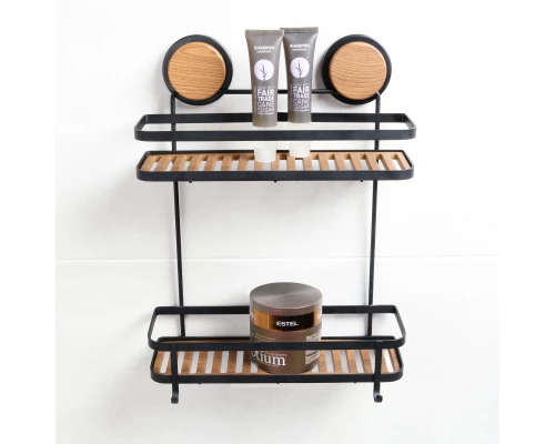 Полка Fixsen прямая двухэтажная черная-дерево Magic (FX-950B-2)