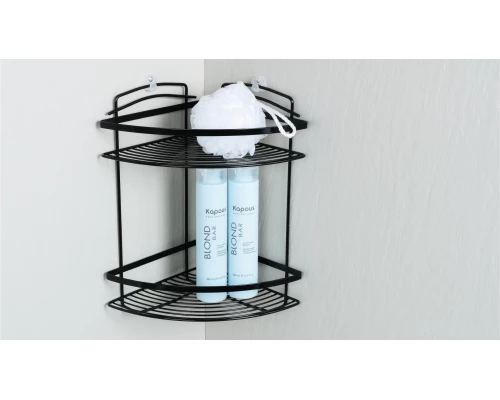 Полка угловая двухэтажная FIXSEN черная (FX-850B-2)