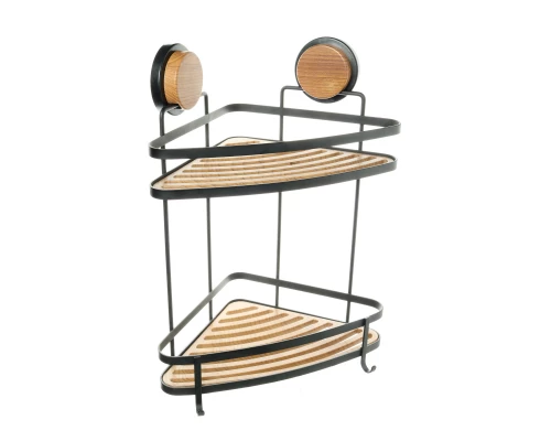 Полка Fixsen угловая двухэтажная черная-дерево Magic (FX-940B-2)