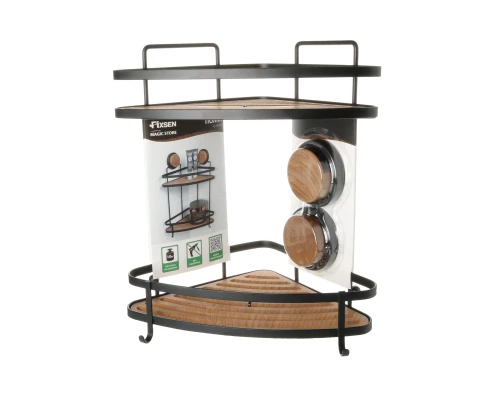 Полка Fixsen угловая двухэтажная черная-дерево Magic (FX-940B-2)