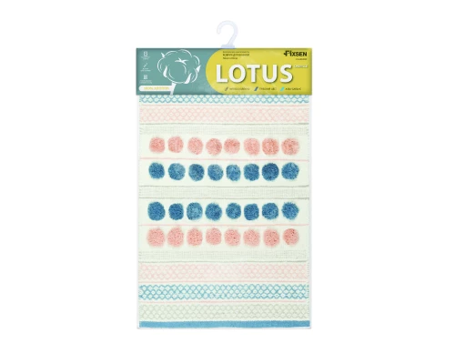Коврик для ванной 1-ый Fixsen LOTUS, mix (розовый+синий+белый+серый), 50х80см (FX-8030W)