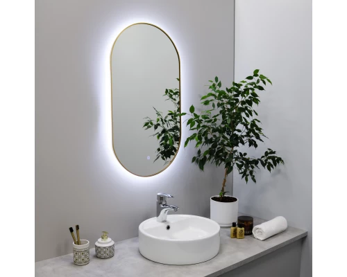 Зеркало FIXSEN с подсветкой LED овальное 40х80 см золото-сатин (FX-3080G)