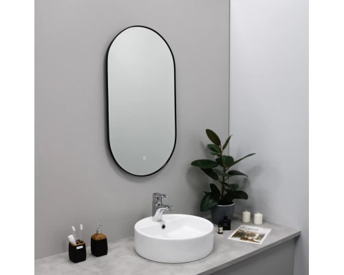 Зеркало FIXSEN с подсветкой LED овальное 50х90 см черное (FX-3090B)