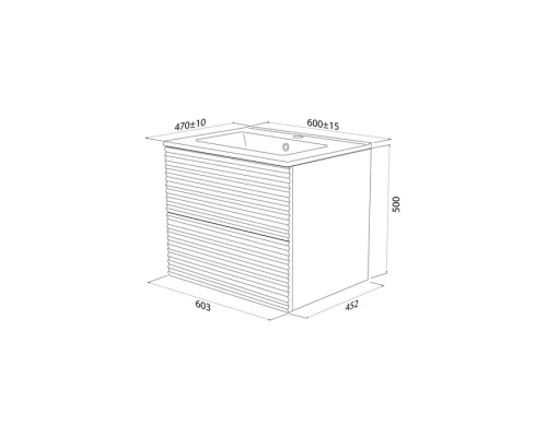 Тумба с умывальником IDDIS Bild подвесная, 60 см, темно-серый (BIL60G0i95K)