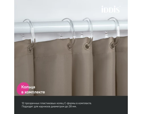 Штора для ванной, 200x180 см, Полиэстер, коричневый, IDDIS (BS03P18i11)
