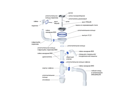 Мойка врезного монтажа с сифоном IDDIS Strit S, нерж. сталь, полир., 585*485 (STR58PDi77S)