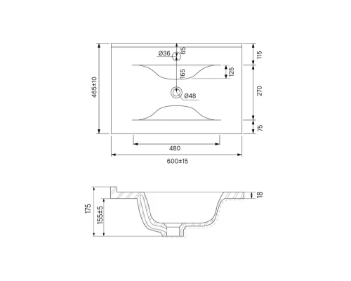 Тумба с умывальником IDDIS Bild подвесная, 60 см, темно-серый (BIL60G0i95K)