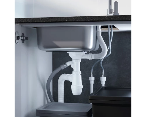 Мойка врезного монтажа с сифоном IDDIS Strit S, нерж. сталь, полир., 585*485 (STR58PDi77S)