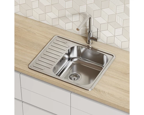 Мойка врезного монтажа с сифоном IDDIS Strit S, нерж. сталь, полир., 585*485 (STR58PDi77S)