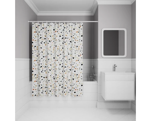 Штора для ванной, 200x180 см, Полиэстер, белый, IDDIS (BT01P18i11)