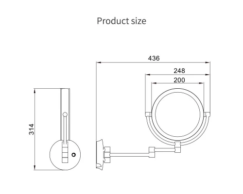 Зеркало настенное с увеличением 5х JAVA S-M222LB