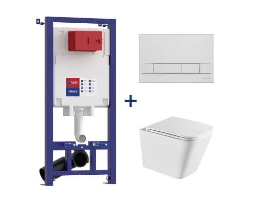 Комплект 3в1: Инсталляция Lemark PENEDA для унитазов с кнопкой смыва BIT хром глянец + унитаз подвес Торнадо (100801419)