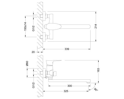 Смеситель для ванны Lemark Nero (LM0251C)
