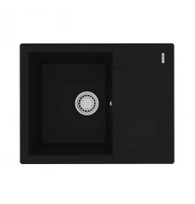 Кухонная мойка Lemark IMANDRA 640 врезная прямоугольная с крылом из кварцгранита цвет: Антрацит  (9910019)