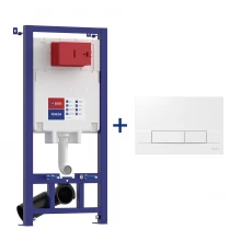 Комплект 2в1: Инсталляция Lemark PENEDA для унитазов с кнопкой смыва BIT белый глянец (9880412)