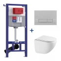 Комплект 3в1: Инсталляция Lemark PENEDA EXPERT с кнопкой смыва BIT хром матовый + унитаз подвесной Торнадо (100123433)