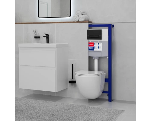 Комплект 2в1: Инсталляция Lemark PENEDA EXPERT для унитазов с кнопкой смыва BIT чёрный матовый Soft touch (9812216)