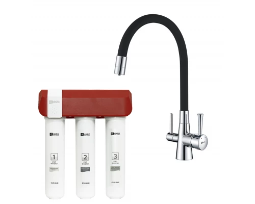Комплект Lemark Смеситель LM3075C для кухни с гибким изливом + Фильтр для очистки жесткой воды OPTIMA, защита от накипи (LM3075C086)