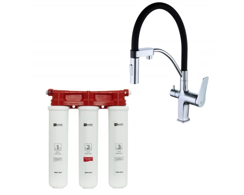 Комплект Lemark Смеситель LM3074C для кухни с гибким изливом + Фильтр BASIC для очистки воды от хлора и вредных примесей (LM3074C085)