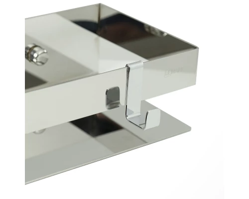 Полка для душа прямая Lemark SHELF LINE 400 мм из нерж. стали с крючками, хром (9771052)