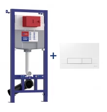 Комплект 2в1: Инсталляция Lemark PENEDA EXPERT для унитазов с кнопкой смыва BIT белый глянец (9812415)