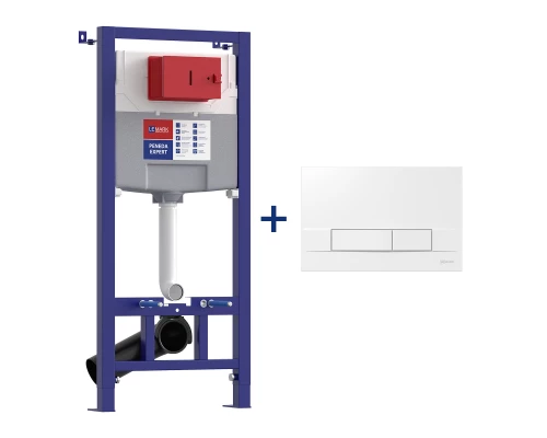 Комплект 2в1: Инсталляция Lemark PENEDA EXPERT для унитазов с кнопкой смыва BIT белый глянец (9812415)