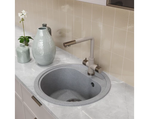 Мойкa MIXLINE ML-GM10 круглая  графит (342) 440мм (глуб. чаши 180) NEW (551815)