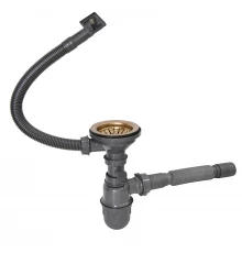 Сифон MIXLINE 3 1/2*40  с прямоуг. переливом, с гофрой 40*40  PRO БРОНЗА (551690)