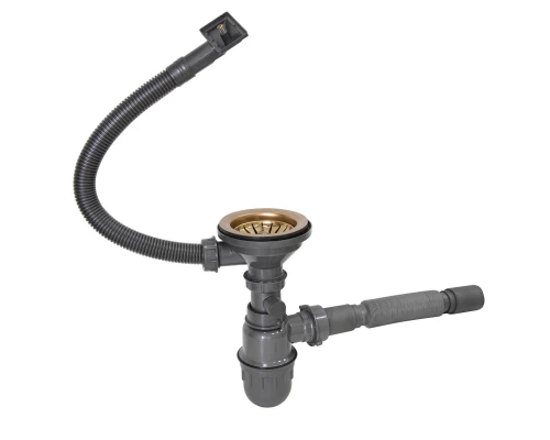 Сифон MIXLINE 3 1/2*40  с прямоуг. переливом, с гофрой 40*40  PRO БРОНЗА (551690)