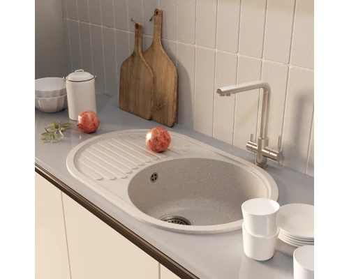 Мойка MIXLINE ML-GM16 овальная с крылом  бежевая (328) 730*460*180мм NEW (551929)