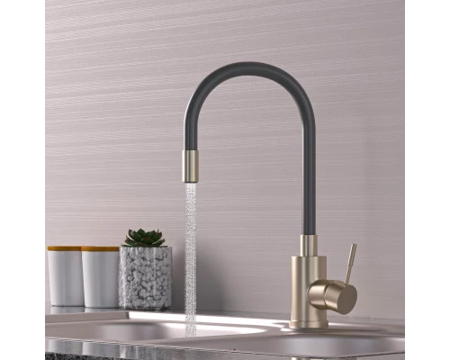 Смеситель для кухни 35k MIXLINE MLSS-0325 СЕРЫЙ гибкий силиконовый излив (542381)