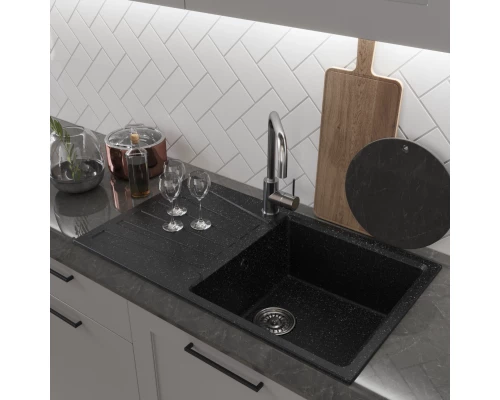 Мойка MIXLINE ML-GM20 с крылом  черная (308) 830*480*190мм NEW (552000)