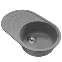 Мойка MIXLINE ML-GM16 овальная с крылом  графит (342) 730*460*180мм NEW (551932)
