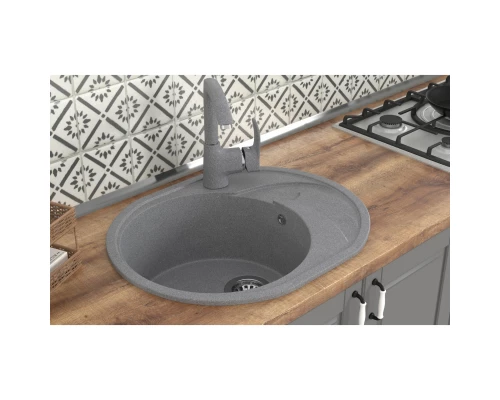 Мойка MIXLINE ML-GMS08 СТАНДАРТ овальная с крылом, темно-серый, 570*460*170мм (551120)
