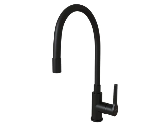 Смеситель для кухни 35k MIXLINE ML23-097 "Round Black" гибкий излив боковая ручка (553222)