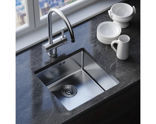 Мойка MIXLINE подстольный монтаж 50х50 (3,0) вып 3 1/2, 20см с сифоном сатин PRO (547227)