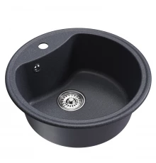 Мойкa MIXLINE ML-GM09 круглая  антрацит (343) 510 мм (глуб. чаши 190) NEW (551804)