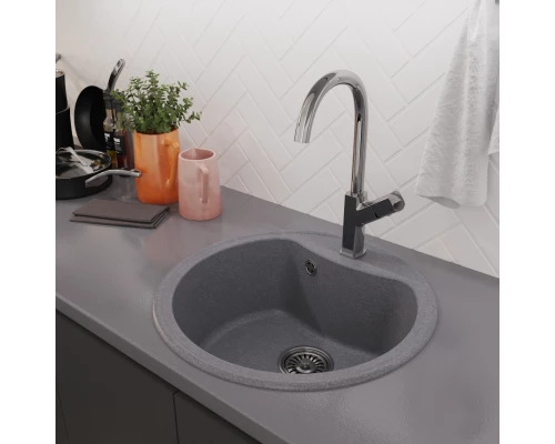 Мойкa MIXLINE ML-GM09 круглая  графит (342) 510 мм (глуб. чаши 190) NEW (551803)