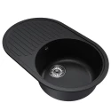 Мойка MIXLINE ML-GM16 овальная с крылом  ультра-черная (344) 730*460*180мм NEW (551934)