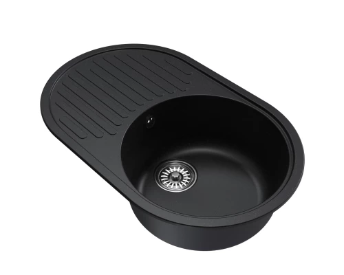 Мойка MIXLINE ML-GM16 овальная с крылом  ультра-черная (344) 730*460*180мм NEW (551934)