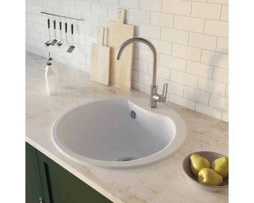 Мойкa MIXLINE ML-GM12 круглая  ультра-белая (341) 480мм (глуб. чаши 210) NEW (551838)