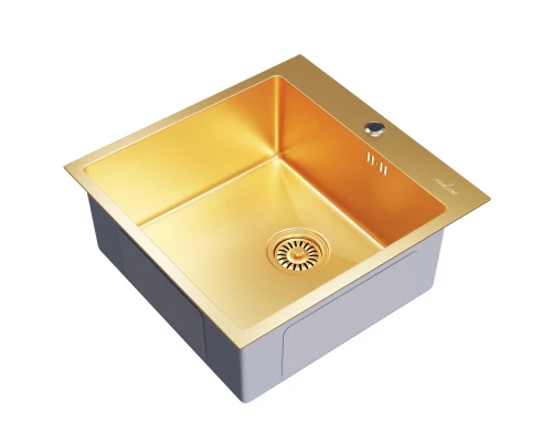 Мойка MIXLINE настольный монтаж 50х50 (3,0) вып 3 1/2, 20см с сифоном золото PRO (550548)