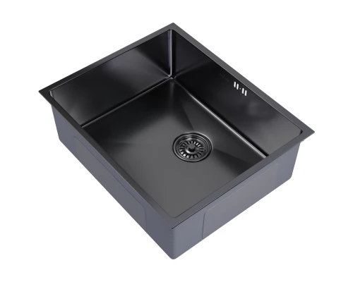 Мойка MIXLINE подстольный монтаж 53х43 (3,0) вып 3 1/2, 22см с сифоном черный графит PRO (547232)